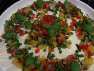 Mozarella mit Erbsen Vinaigretta Mozarella mit Erbsen Vinaigretta